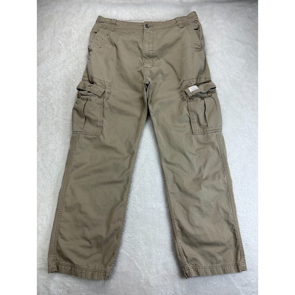 Levi's Straight Leg Cargo Pants Mens 36x34 Beige Cotton Loose Fit Utility Pocket